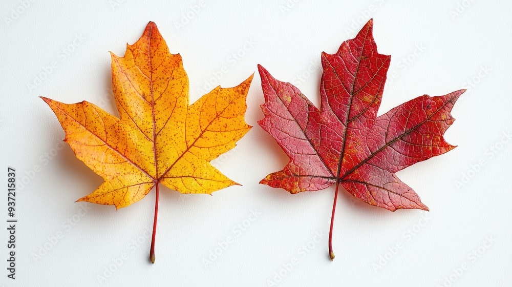 Vibrant Autumn Leaves and Maple Seeds on White Background - Minimalistic, High Resolution Nature Photography with Sharp Focus and Detail Vibrant Autumn Leaves and Maple Seeds on White Background - Minimalistic, High Resolution Nature Photography with Sharp Focus and Detail