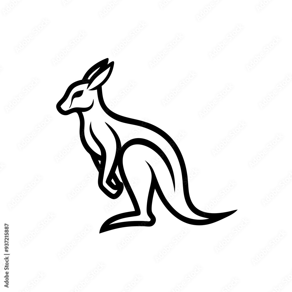 Kangaroo line art mascot logo design. Animal Kangaroo logo silhouette vector illustration on a white background. Kangaroo line art mascot logo design. Animal Kangaroo logo silhouette vector illustration on a white background.