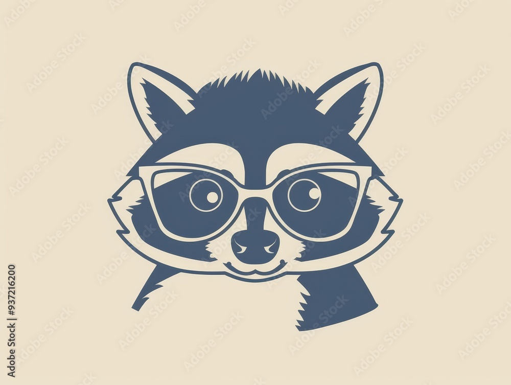 Fototapeta premium Cute Raccoon with Glasses Illustration
