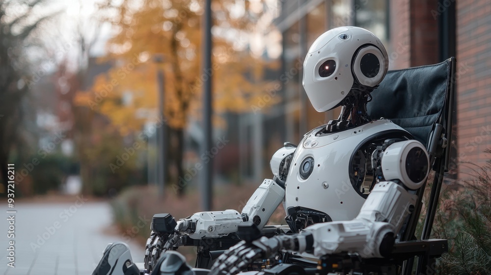 Fototapeta premium Robot Sitting on Chair.