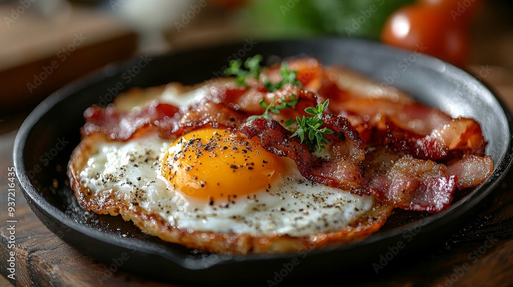 Fried Egg Bacon Breakfast.