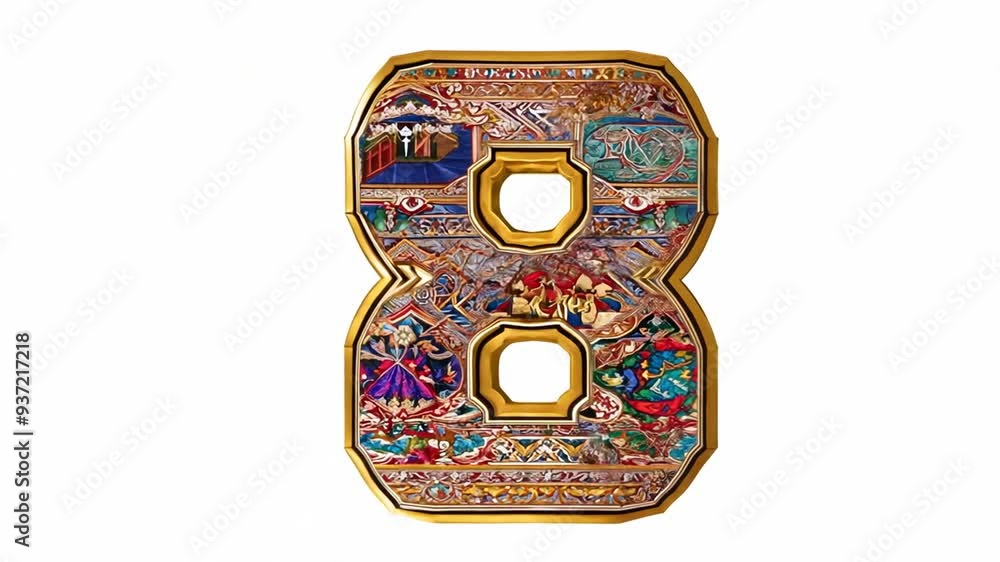 Ornate Decorative Number Eight Featuring Intricate Patterns and Colors Generative AI Ornate Decorative Number Eight Featuring Intricate Patterns and Colors Generative AI