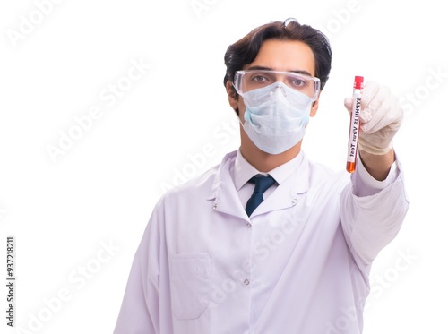 Young chemist isolated on white background photo