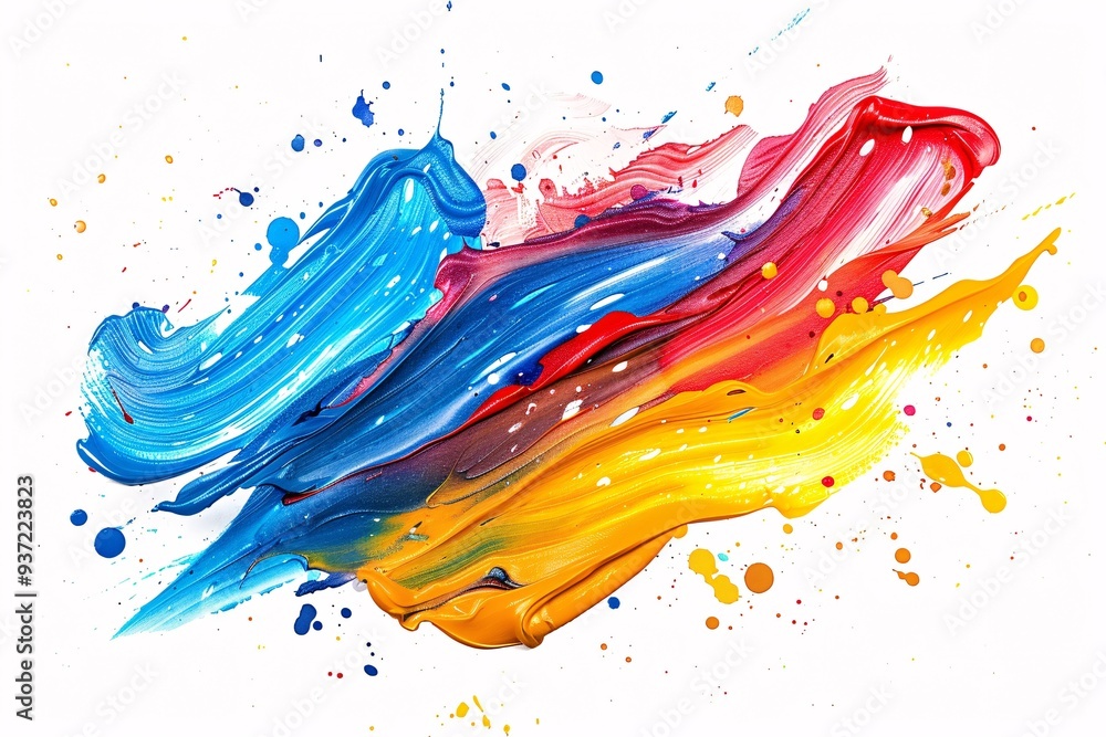 Vibrant hand-drawn acrylic splatter on a white backdrop with hints of watercolor and abstract texture. Vibrant hand-drawn acrylic splatter on a white backdrop with hints of watercolor and abstract texture.