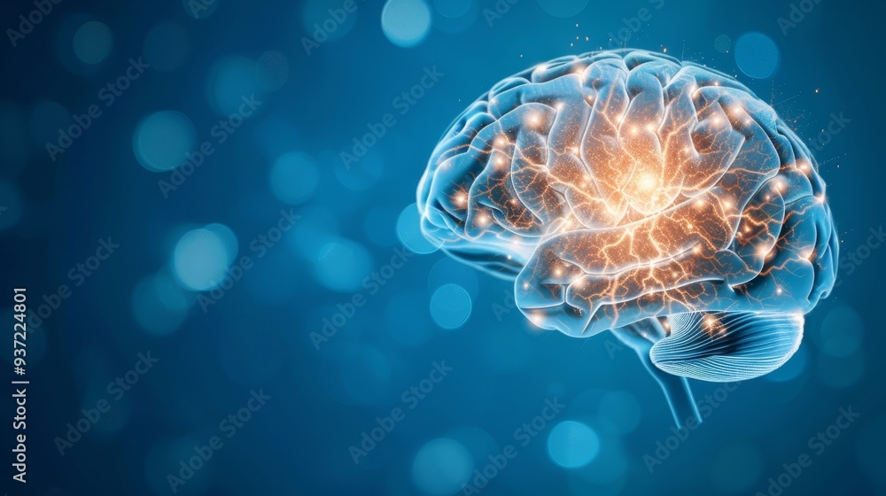 Human Brain with Glowing Neural Network Human Brain with Glowing Neural Network