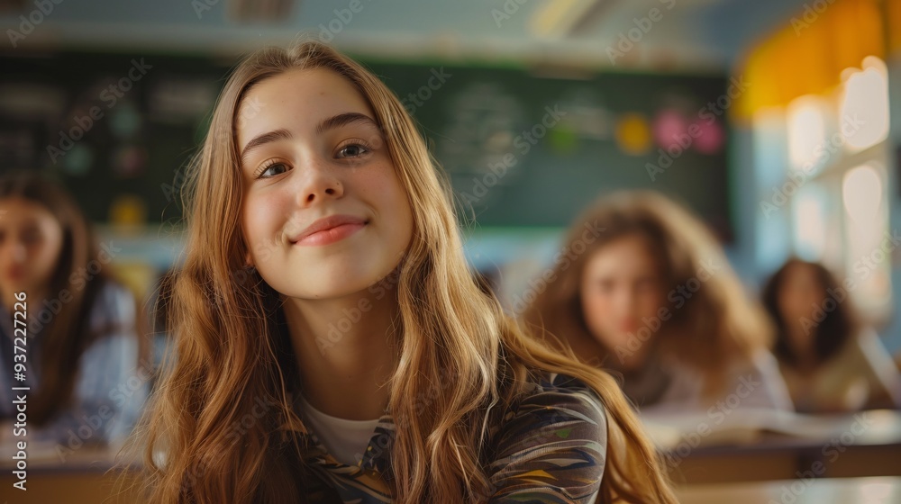 Young woman studying in a school setting for a scholarship or academic purposes. Young woman studying in a school setting for a scholarship or academic purposes.