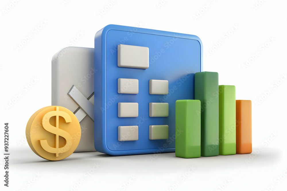 3D Icon as Tax schedule and profit and loss statement concept as A tax schedule paired with a profit and loss statement symbolizing the relationship between business profitability and tax obligations 3D Icon as Tax schedule and profit and loss statement concept as A tax schedule paired with a profit and loss statement symbolizing the relationship between business profitability and tax obligations