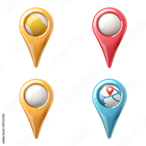 Free Download Multicolored GPS pointer navigation set vector - GFXLoad