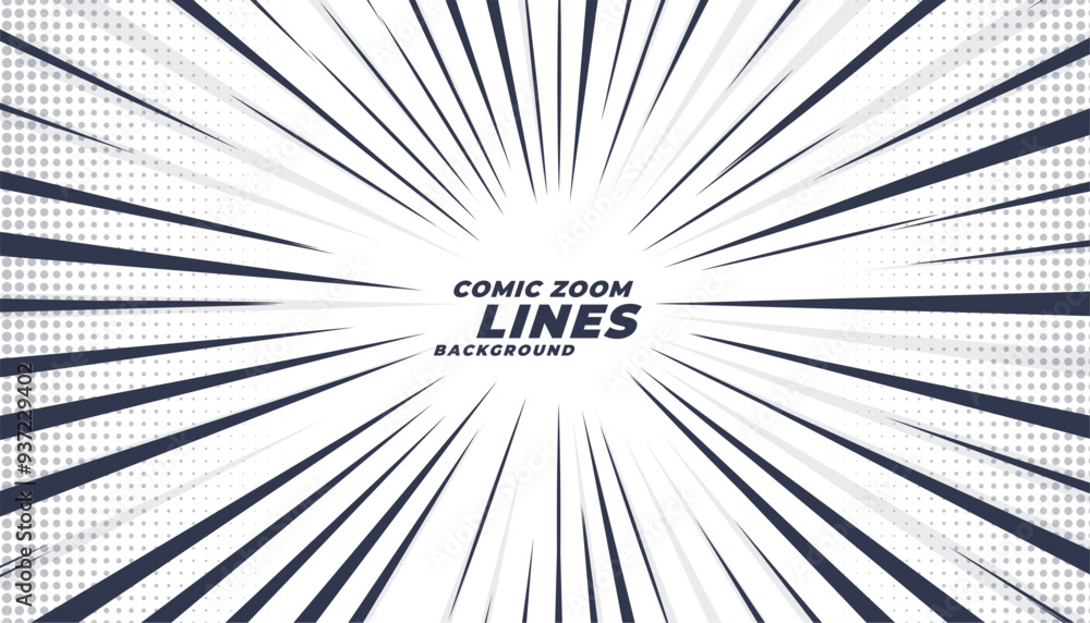 Obraz premium halftone style comic anime super lines expression white banner