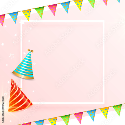 happy birthday colorful bunting background with text space