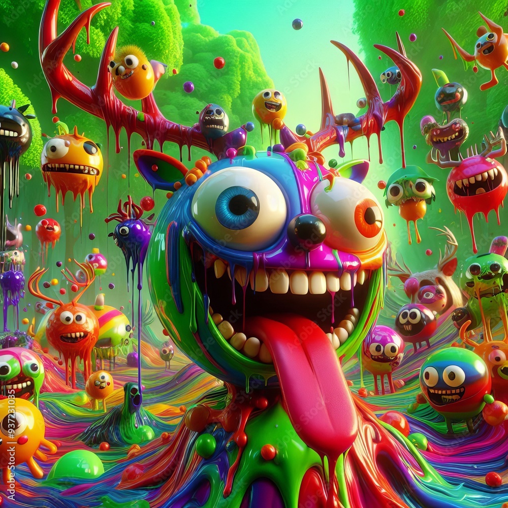 Delightful Mayhem: A Vibrant and Whimsical World of Playful Creatures in a Dazzling Display of Colorful Chaos and Joyful Expressions. Delightful Mayhem: A Vibrant and Whimsical World of Playful Creatures in a Dazzling Display of Colorful Chaos and Joyful Expressions.
