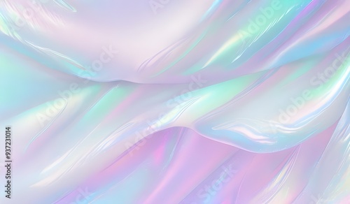 Holographic background seamless trendy iridescent light foil texture. Soft holographic pastel unicorn marble background pattern. Modern pearlescent blurry abstract swirl illustration. 