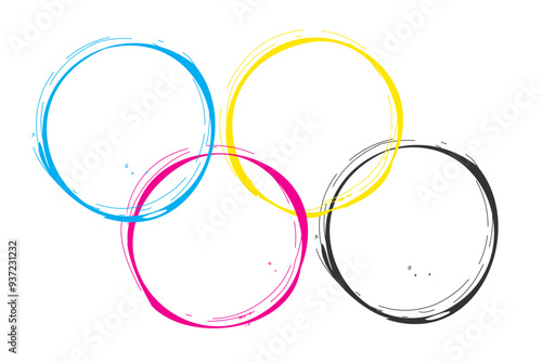 grungy style cmyk colors round shape background design