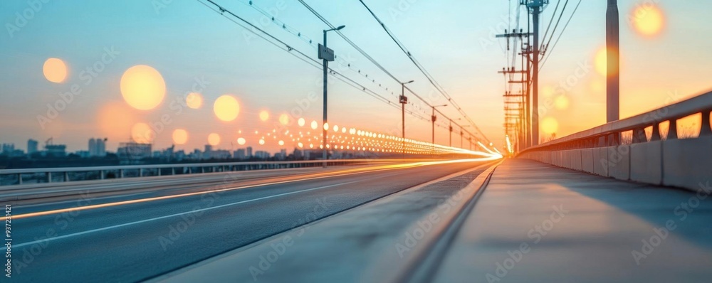 A serene sunrise over railway tracks, capturing a peaceful moment of light and motion. Ideal for transportation and nature themes. A serene sunrise over railway tracks, capturing a peaceful moment of light and motion. Ideal for transportation and nature themes.
