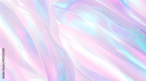 Holographic background seamless trendy iridescent light foil texture. Soft holographic pastel unicorn marble background pattern. Modern pearlescent blurry abstract swirl illustration. 