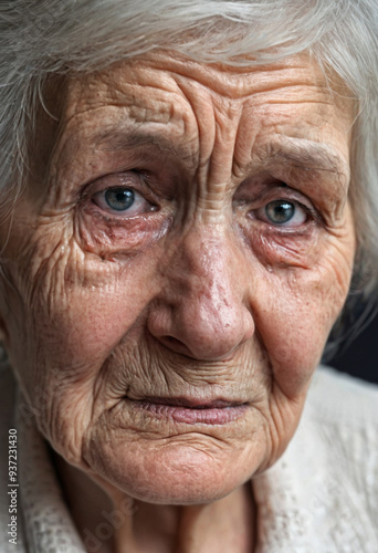 sad tired crying elderly gr...
