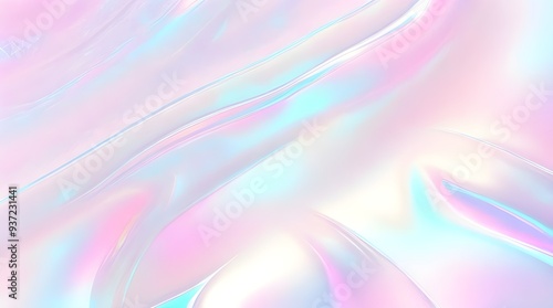 Holographic background seamless trendy iridescent light foil texture. Soft holographic pastel unicorn marble background pattern. Modern pearlescent blurry abstract swirl illustration. 