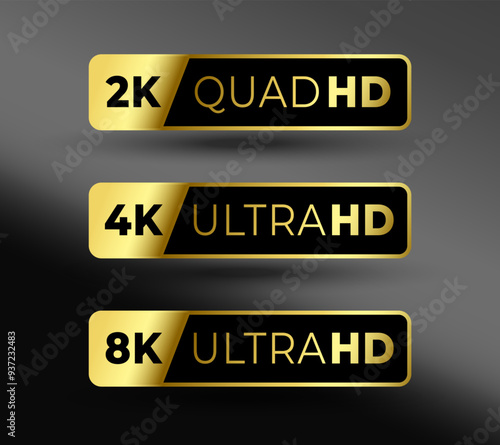 2k, 4k and 8k ultra hd screen resolution quality label in set