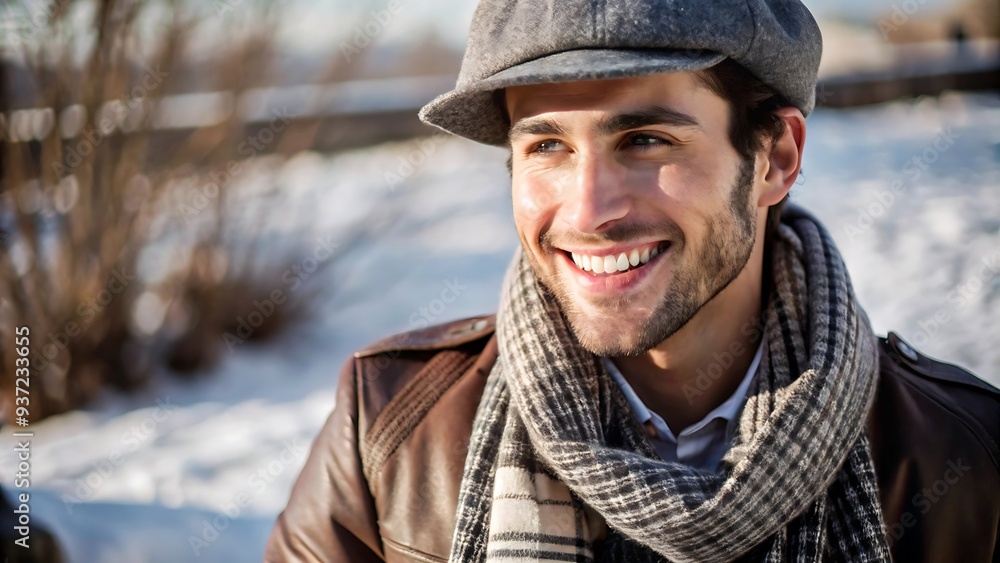 Handsome Man Smiling in Winter. Handsome Man Smiling in Winter.