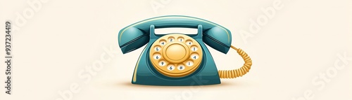 Vintage rotary telephone on cream background, symbolizing retro communication, nostalgia, and classic design in technology.