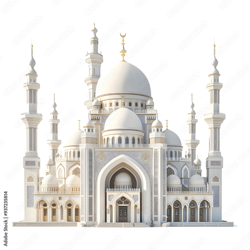 Fototapeta premium Mosque with Islamic architecture on transparent background