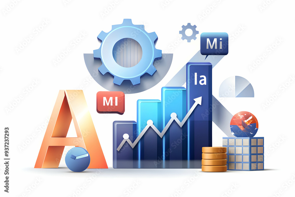 Photo Realistic as AI data mining and marketing trends concept as An AI data mining icon paired with a marketing trends icon representing the use of AI in identifying and analyzing marketing trends pe