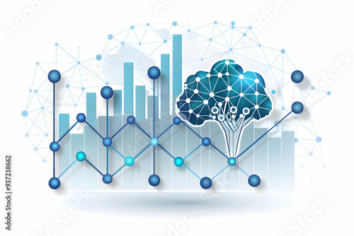 Photo Realistic as AI neural network and investment analysis concept as An AI neural network icon paired with an investment analysis symbolizing the deep learning capabilities of AI in financial decis photo