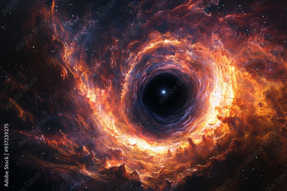 Black hole in space illustration created with Generative AI Black hole in space illustration created with Generative AI