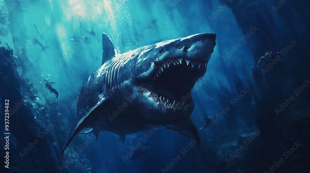 Fototapeta premium megalodon underwater