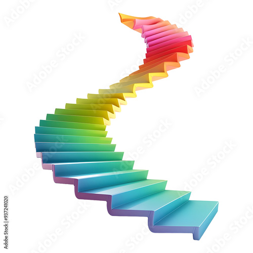Modern colorful 3D stair infographic elements design