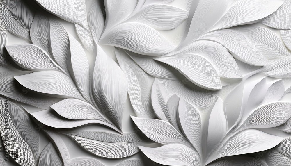 White geometric leaves 3d tiles texture Background banner panorama White geometric leaves 3d tiles texture Background banner panorama