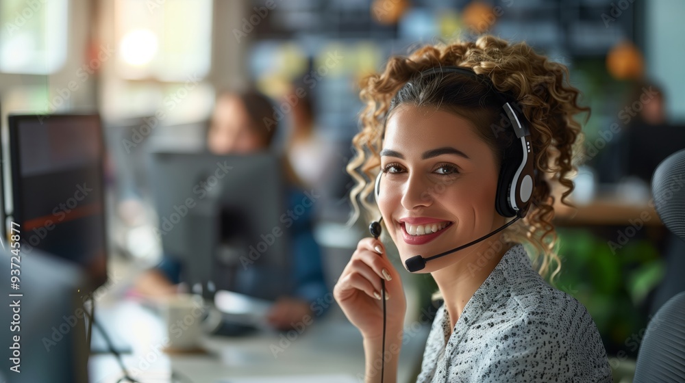 Call center, profile and woman with headset, support and communication in office with pride. Happy, female person and telemarketing agent for deal, consulting and smile for customer service at desk Call center, profile and woman with headset, support and communication in office with pride. Happy, female person and telemarketing agent for deal, consulting and smile for customer service at desk