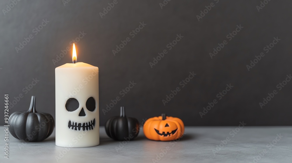 Halloween table setup with spooky props and eerie lighting Halloween table setup with spooky props and eerie lighting
