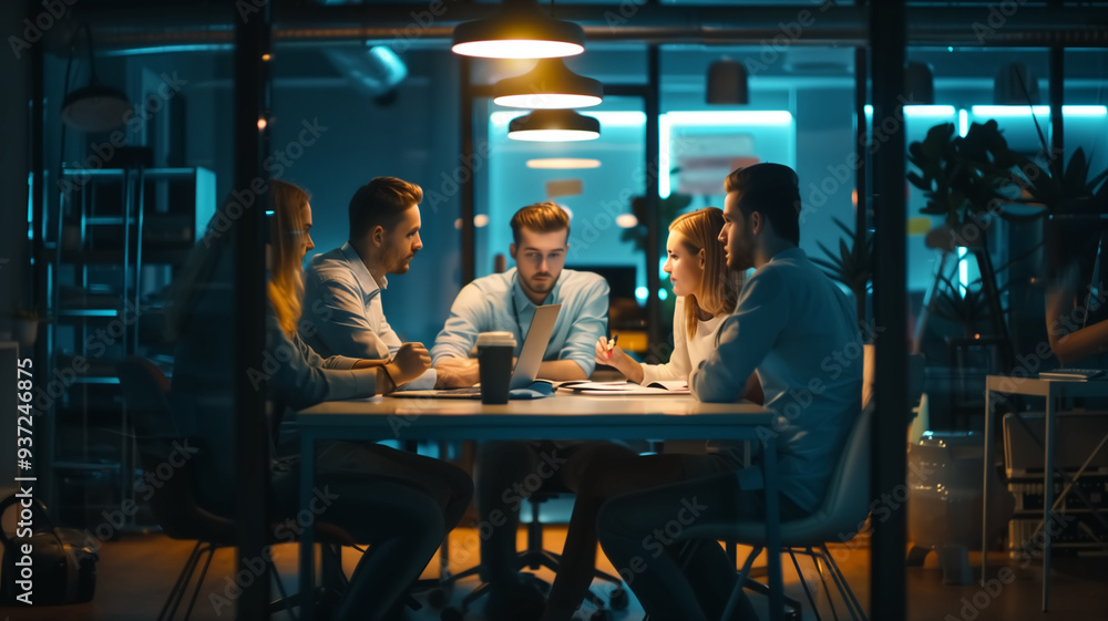 Working in a modern office with a sense of tightness crowded, co Working in a modern office with a sense of tightness crowded, co