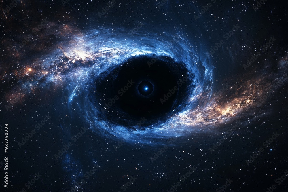 Obraz premium Black hole in space illustration created with Generative AI