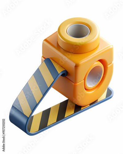 Photo Realistic as Safety tape and assembly line concept as Safety tape paired with an assembly line representing the importance of delineating safe zones in manufacturing processes ideal for isolated
