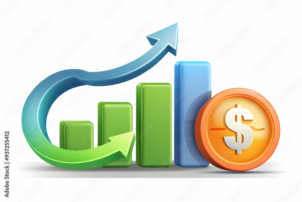 Photo Realistic as Tax refund and business growth icon concept as A tax refund icon paired with a business growth icon symbolizing the impact of tax refunds on business development perfect for isolate Photo Realistic as Tax refund and business growth icon concept as A tax refund icon paired with a business growth icon symbolizing the impact of tax refunds on business development perfect for isolate