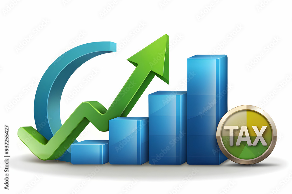 Photo Realistic as Tax refund and business growth icon concept as A tax refund icon paired with a business growth icon symbolizing the impact of tax refunds on business development perfect for isolate Photo Realistic as Tax refund and business growth icon concept as A tax refund icon paired with a business growth icon symbolizing the impact of tax refunds on business development perfect for isolate