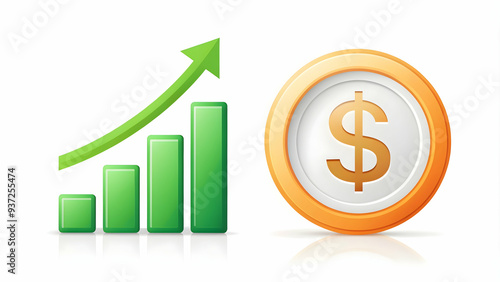 Photo Realistic as Tax refund and business growth icon concept as A tax refund icon paired with a business growth icon symbolizing the impact of tax refunds on business development perfect for isolate