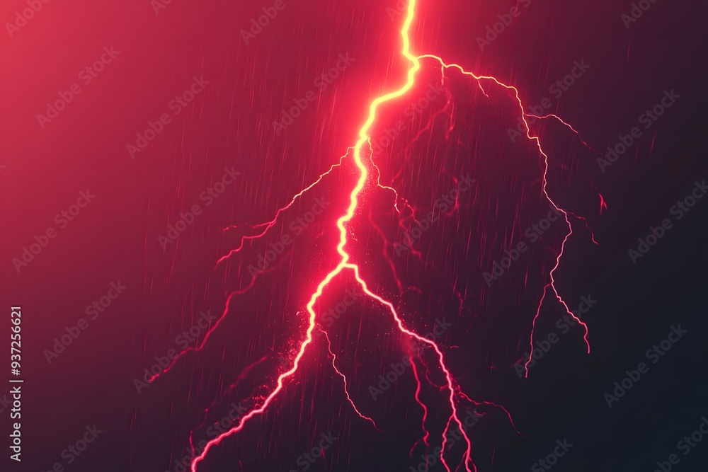 A stormy sky with a bright red lightning bolt. The sky is dark and ominous, and the lightning bolt is the only source of light. Scene is tense and foreboding A stormy sky with a bright red lightning bolt. The sky is dark and ominous, and the lightning bolt is the only source of light. Scene is tense and foreboding