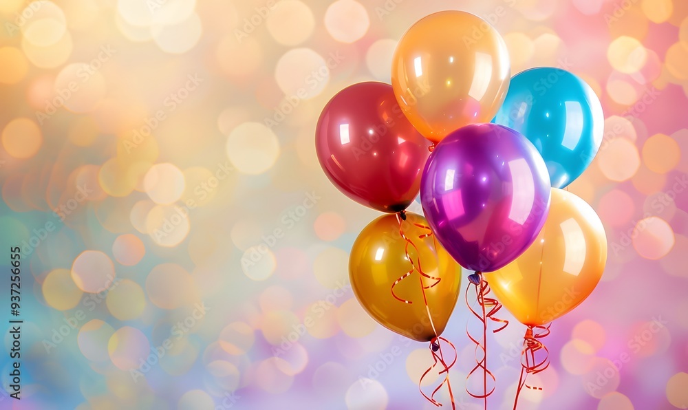 Bunch of bright balloons and space for text against color background. Bunch of bright balloons and space for text against color background.