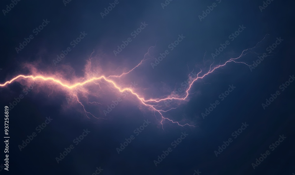 A stormy sky with a bright red lightning bolt. The sky is dark and ominous, and the lightning bolt is the only source of light. Scene is tense and foreboding A stormy sky with a bright red lightning bolt. The sky is dark and ominous, and the lightning bolt is the only source of light. Scene is tense and foreboding
