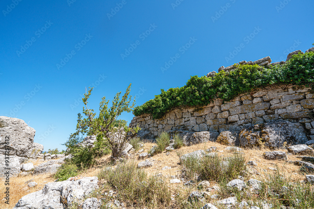 Naklejka premium The scenic views of the Selge, which was an important city in ancient Pisidia and later in Pamphylia, on the slope of Mount Taurus, Antalya, Turkey
