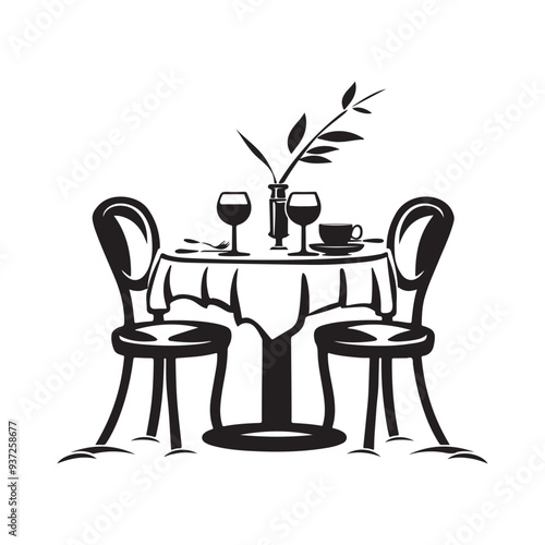 Restaurant Chair Table Vector Illustration on white background