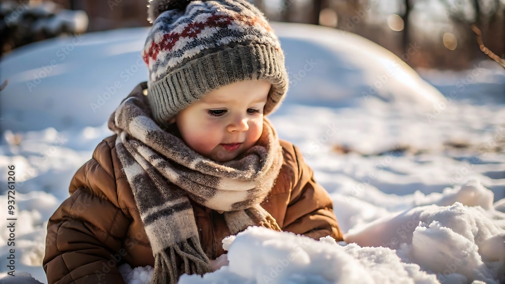 Cute Toddler Boy Playing in the Snow. Cute Toddler Boy Playing in the Snow.