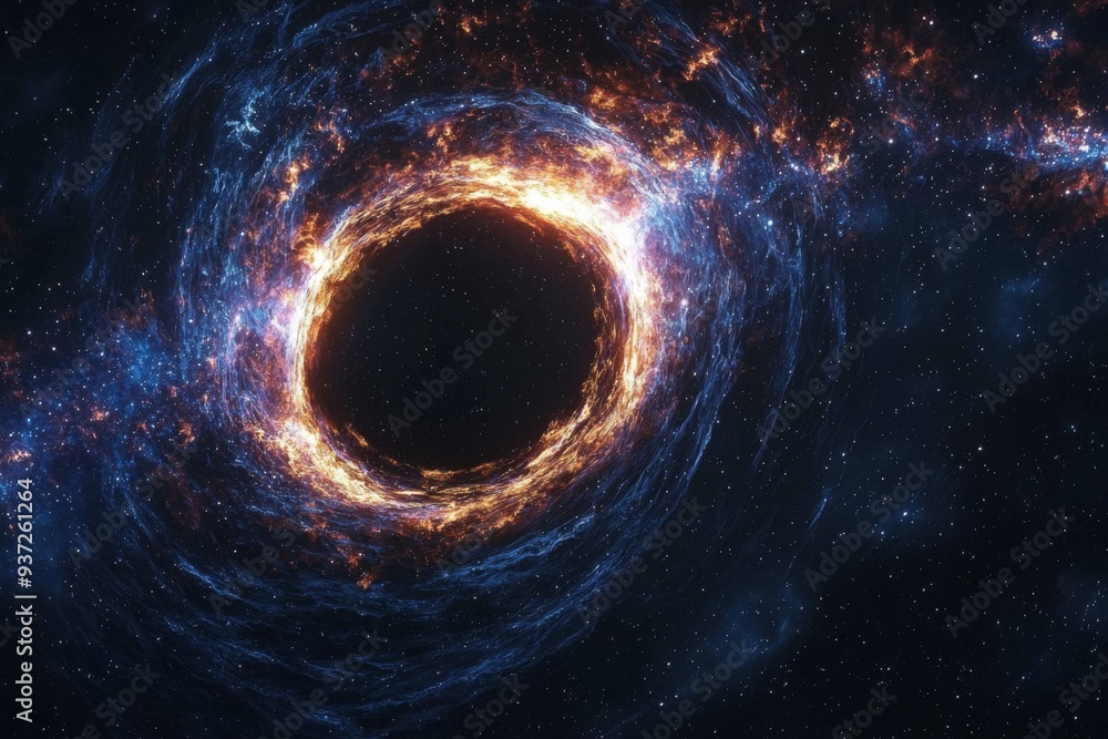 Black hole in space illustration created with Generative AI Black hole in space illustration created with Generative AI