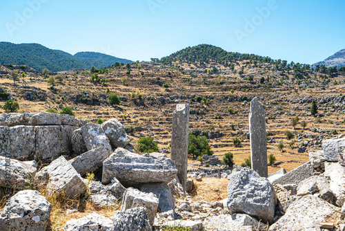 The scenic views of the Selge, which was an important city in ancient Pisidia and later in Pamphylia, on the slope of Mount Taurus, Antalya, Turkey photo