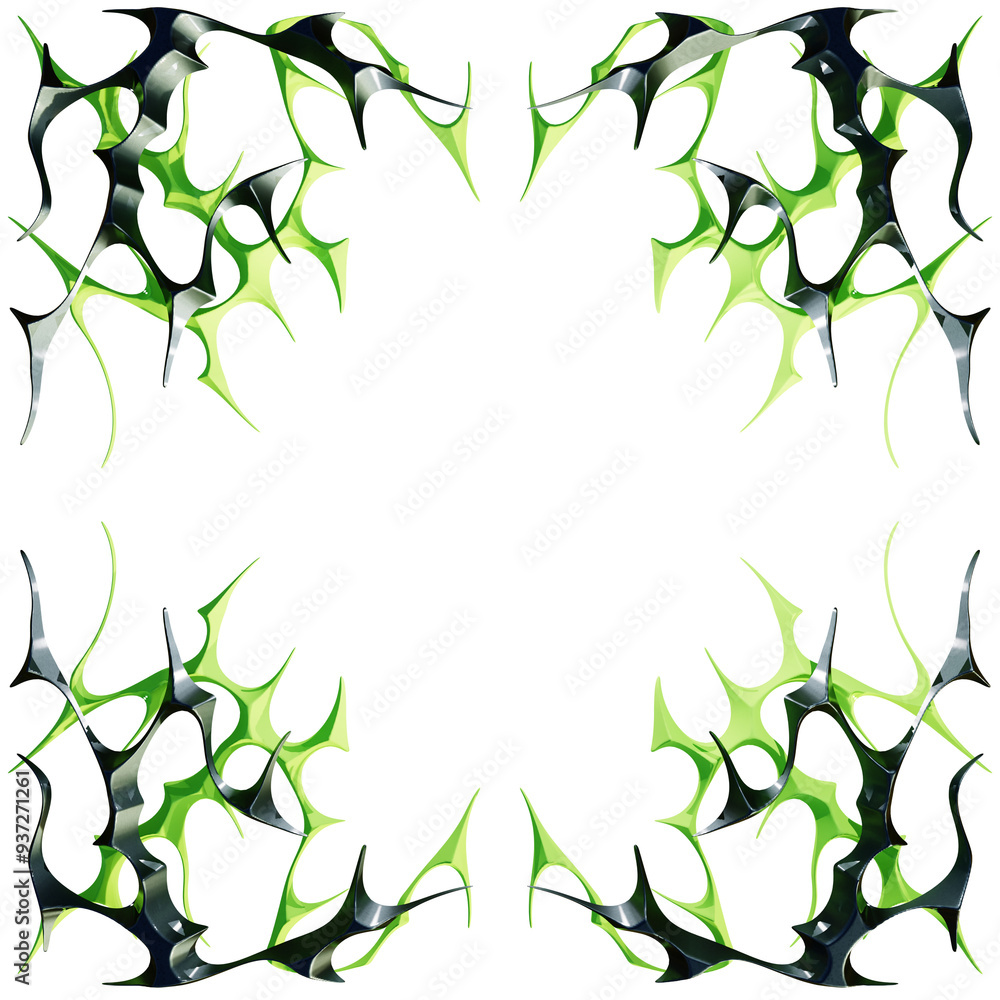 Naklejka premium 3d green cybersigil frame