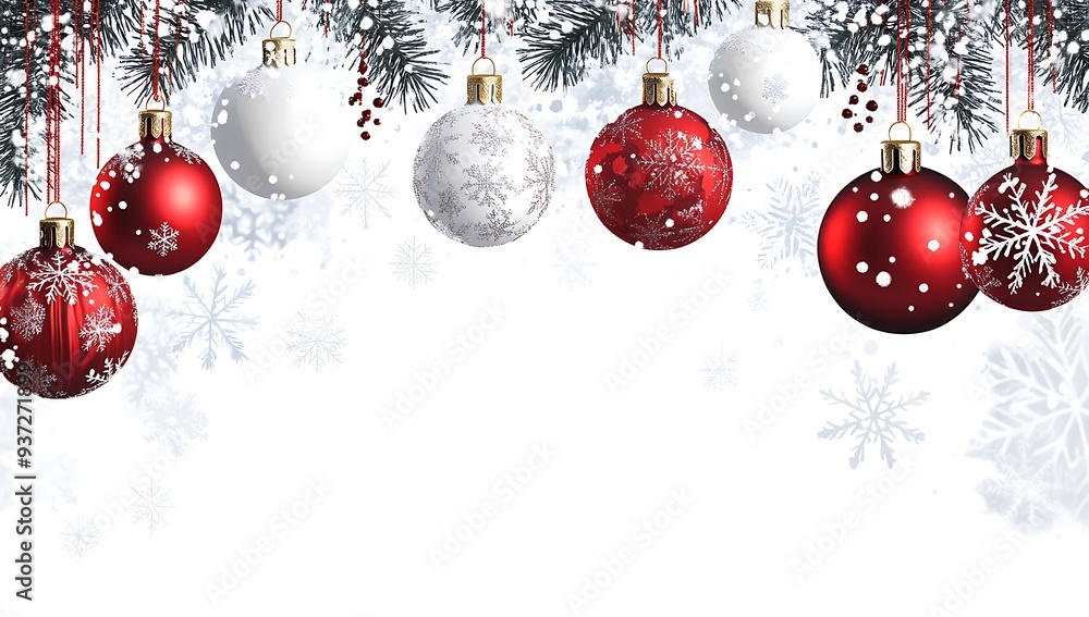 Christmas frame with trees, ball, candle, lantern and snow Christmas frame with trees, ball, candle, lantern and snow