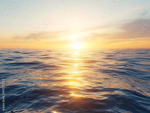 Golden Sunset Over the Ocean - Realistic 3D Render